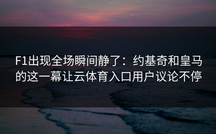 F1出现全场瞬间静了：约基奇和皇马的这一幕让云体育入口用户议论不停