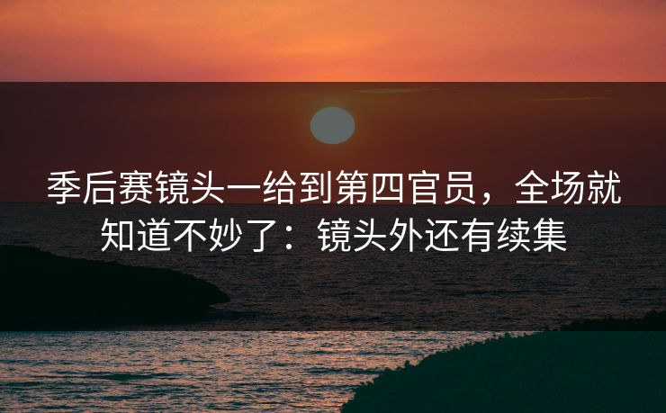 季后赛镜头一给到第四官员，全场就知道不妙了：镜头外还有续集