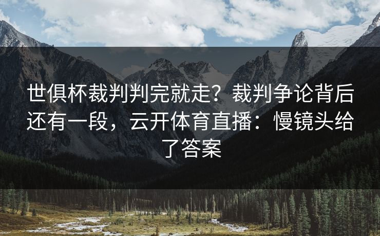 世俱杯裁判判完就走？裁判争论背后还有一段，云开体育直播：慢镜头给了答案
